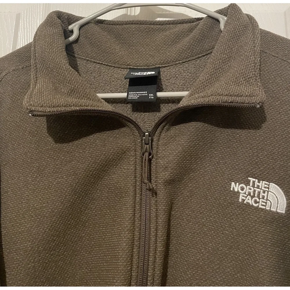 The North Face Men's Xxl Brown Textured Grid Fleece 1/4 Zip Pullover Jacket